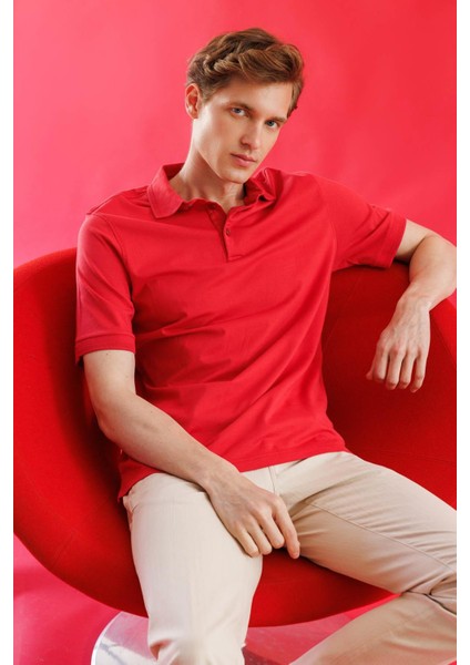 Erkek Polo Yaka T-Shirt Kırmızı