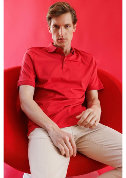 Erkek Polo Yaka T-Shirt Kırmızı fiyatları
