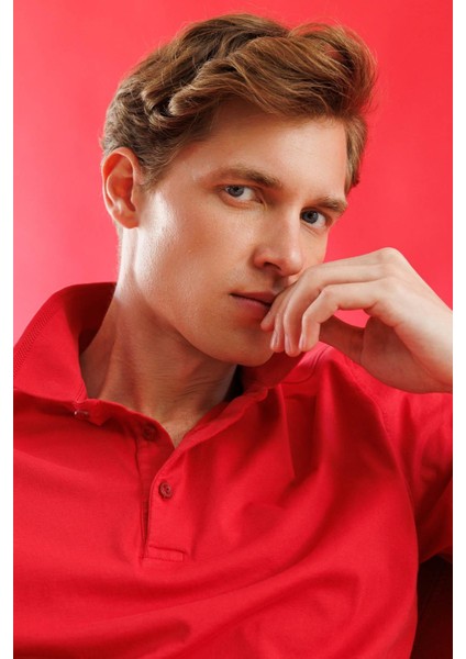 Erkek Polo Yaka T-Shirt Kırmızı modelleri