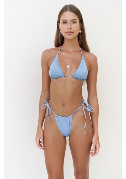 Cahya Bağlamalı Üçgen Mavi Bikini Üstü modelleri