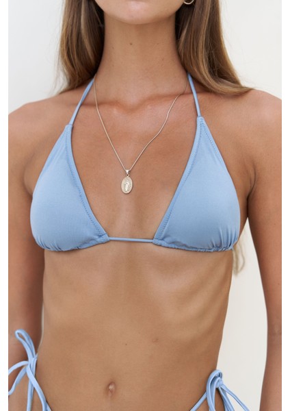 Cahya Bağlamalı Üçgen Mavi Bikini Üstü indirimleri