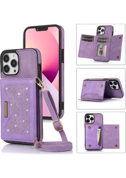 IPhone 13 Pro Max Moda Glitter Cüzdan Kılıf Koruyucu ile Uyumlu (Yurt Dışından)