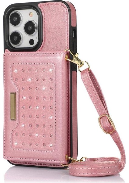 IPhone 15 Pro Moda Glitter Cüzdan Kılıf Flip Case Kapak ile Uyumlu (Yurt Dışından)