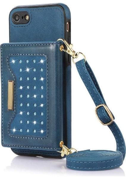 IPhone Se 2020 Moda Glitter Cüzdan Kılıf Crossbody Kayış ile Uyumlu (Yurt Dışından)