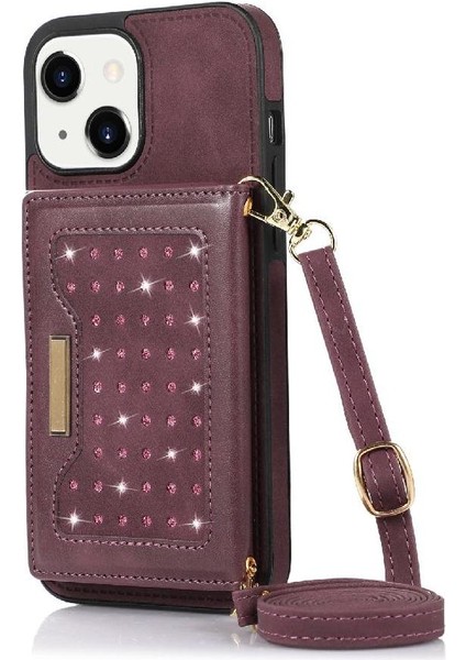 IPhone 13 Moda Glitter Cüzdan Kılıf ile Uyumlu Rfıd Engelleme Kayışı (Yurt Dışından) modelleri