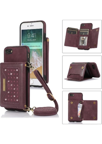 IPhone Se3/se2 Moda Glitter Cüzdan Durumda Rfıd Engelleme ile Uyumlu (Yurt Dışından)