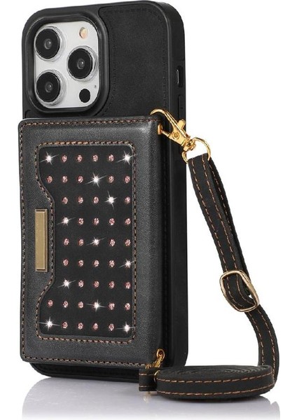 IPhone 15 Pro Moda Glitter Cüzdan Kılıf Flip Case Kapak ile Uyumlu (Yurt Dışından)