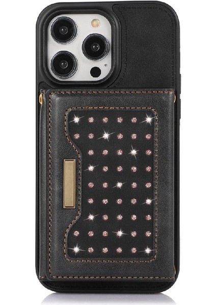 IPhone 15 Pro Moda Glitter Cüzdan Kılıf Flip Case Kapak ile Uyumlu (Yurt Dışından)
