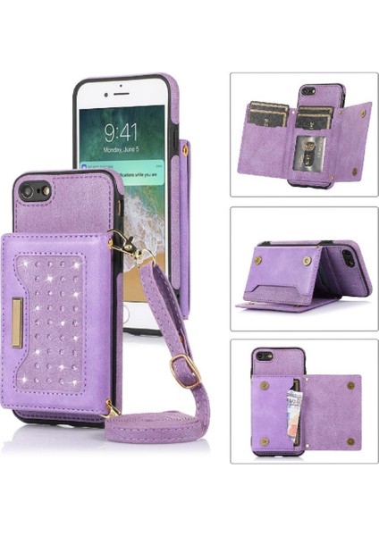 IPhone Se3/se2 Moda Glitter Cüzdan Durumda Rfıd Engelleme ile Uyumlu (Yurt Dışından)