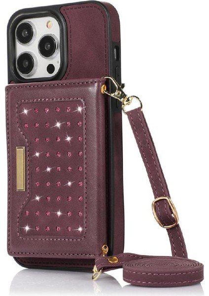 IPhone 15 Pro Max Moda Glitter Cüzdan Kılıf Koruyucu ile Uyumlu (Yurt Dışından)