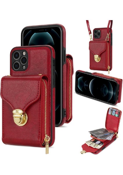IPhone 11 Pro Max Fermuarlı Cep Kılıfı Cüzdan Kılıf Çanta Pu ile Uyumlu (Yurt Dışından)