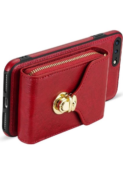 IPhone 8 Plus/iphone 7 Plus Fermuarlı Cep Kılıfı Metal Çıtçıt ile Uyumlu (Yurt Dışından) modelleri