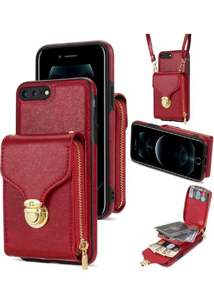 IPhone 8 Plus/iphone 7 Plus Fermuarlı Cep Kılıfı Metal Çıtçıt ile Uyumlu (Yurt Dışından) indirimleri