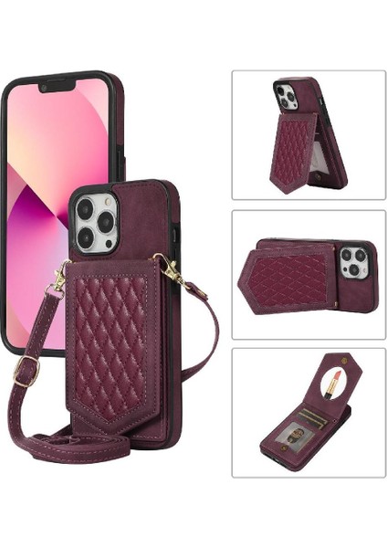 IPhone 13 Pro Max Flip Case Omuz Askısı Manyetik Rfıd ile Uyumlu (Yurt Dışından)