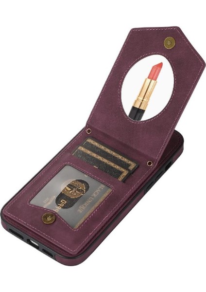 IPhone 12 Flip Case Rfıd Engelleme Omuz Askısı Ayna ile Uyumlu (Yurt Dışından)