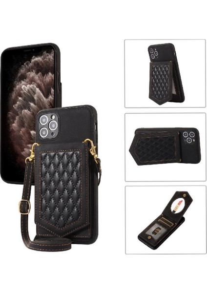 IPhone 11 Pro Max Flip Case Ayna Omuz Askısı Cüzdan ile Uyumlu (Yurt Dışından)
