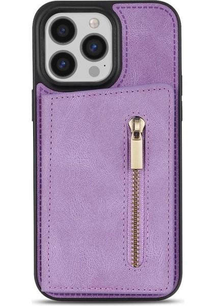 IPhone 14 Pro Max Fermuarlı Cep Kılıfı Kart Tutucu Geri Çevirme ile Uyumlu (Yurt Dışından)