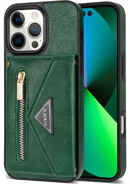 IPhone 16 Pro Max Fermuarlı Cep Kılıfı Koruyucu Kapak Pu ile Uyumlu (Yurt Dışından)