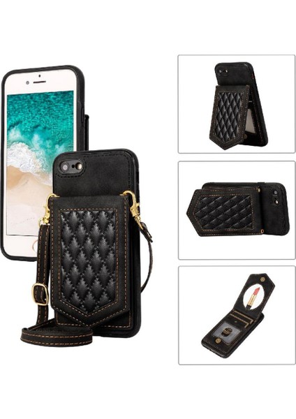 IPhone Se3/se2 Flip Case Cüzdan Durumda Rfıd Engelleme Ayna ile Uyumlu (Yurt Dışından)
