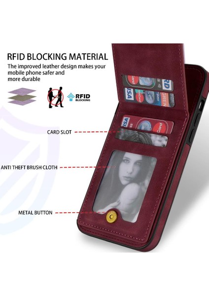 IPhone 14 Pro Flip Case Güçlü Manyetik Adsorpsiyon Rfıd ile Uyumlu (Yurt Dışından)