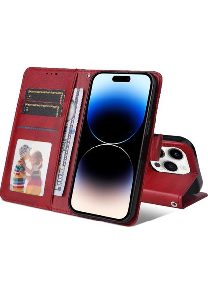 IPhone 15 Pro Kılıf Manyetik Kapatma Kart Yuvaları ile Uyumlu Kapak Çevirin (Yurt Dışından)