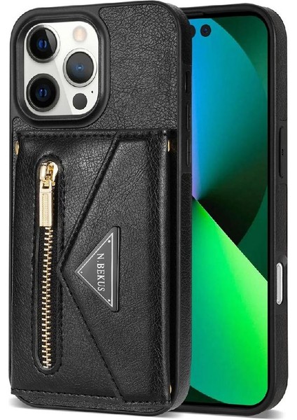 IPhone 16 Pro Max Fermuarlı Cep Kılıfı Koruyucu Kapak Pu ile Uyumlu (Yurt Dışından)
