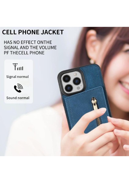 IPhone 14 Pro Max Fermuarlı Cep Kılıfı Kart Tutucu Geri Çevirme ile Uyumlu (Yurt Dışından) modelleri
