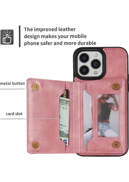IPhone 14 Pro Fermuarlı Cep Kılıfı ile Uyumlu Pu Deri Arka Flip Case (Yurt Dışından)