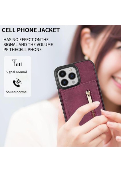 IPhone 14 Pro Fermuarlı Cep Kılıfı ile Uyumlu Pu Deri Arka Flip Case (Yurt Dışından) fiyatları