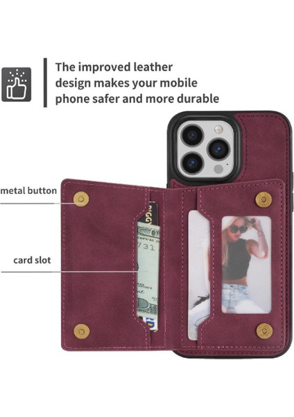 IPhone 14 Pro Fermuarlı Cep Kılıfı ile Uyumlu Pu Deri Arka Flip Case (Yurt Dışından) modelleri