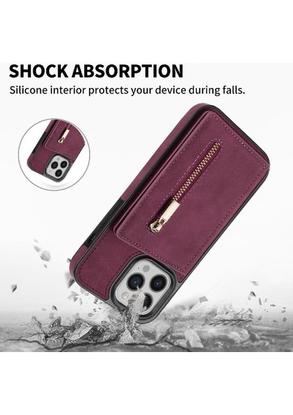 IPhone 14 Pro Fermuarlı Cep Kılıfı ile Uyumlu Pu Deri Arka Flip Case (Yurt Dışından) indirimleri