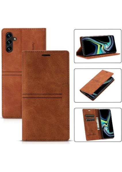 Galaxy A15 Kickstand Manyetik Kapatma Kart Tutucu Için Cüzdan Kılıf (Yurt Dışından)