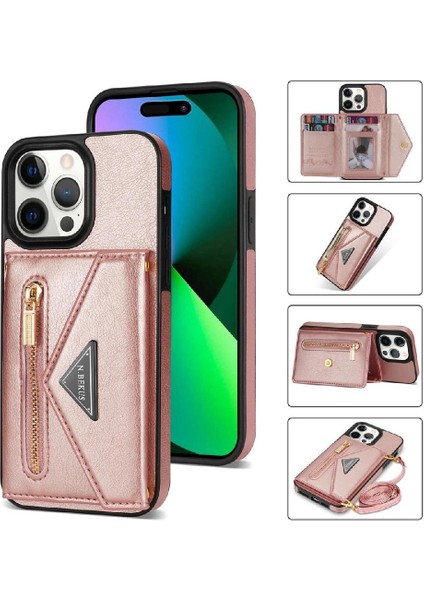 IPhone 15 Pro Max Fermuarlı Cep Kılıfı Koruyucu Kapak Pu ile Uyumlu (Yurt Dışından)