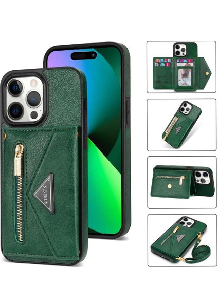 IPhone 15 Pro Max Fermuarlı Cep Kılıfı Koruyucu Kapak Pu ile Uyumlu (Yurt Dışından)