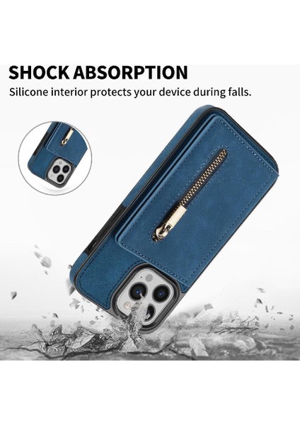 IPhone 14 Pro Fermuarlı Cep Kılıfı ile Uyumlu Pu Deri Arka Flip Case (Yurt Dışından) fırsatları