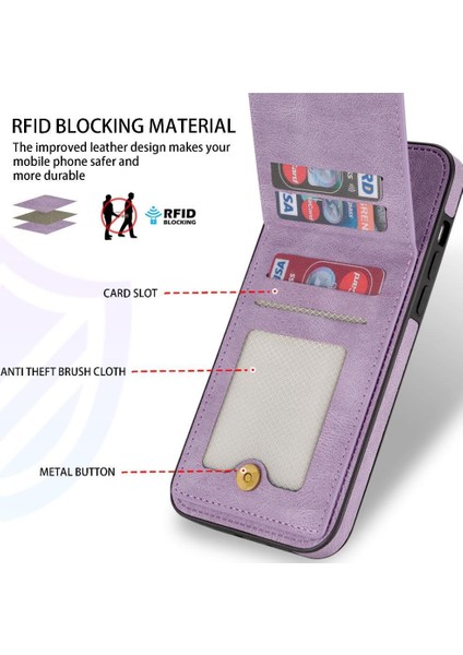 IPhone 14 Plus Flip Case Kickstand Rfıd Engelleme Kapağı ile Uyumlu (Yurt Dışından)