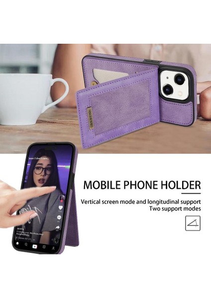 IPhone 14 Plus Flip Case Kickstand Rfıd Engelleme Kapağı ile Uyumlu (Yurt Dışından)