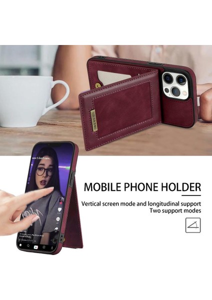 IPhone 13 Pro Max Flip Case Rfıd Engelleme Kickstand Kartı ile Uyumlu (Yurt Dışından)