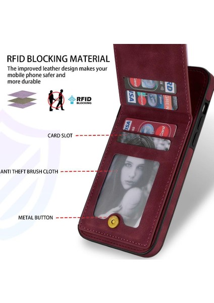 IPhone 12 Flip Case Rfıd Engelleme Kart Sahibinin Güçlü ile Uyumlu (Yurt Dışından)