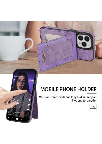 IPhone 14 Pro Max Flip Case Kickstand Rfıd Engelleme Güçlü ile Uyumlu (Yurt Dışından)