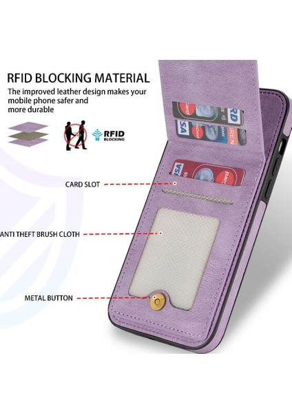 IPhone 14 Pro Max Flip Case Kickstand Rfıd Engelleme Güçlü ile Uyumlu (Yurt Dışından)