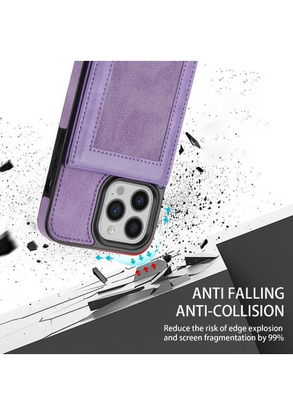 IPhone 14 Pro Max Flip Case Kickstand Rfıd Engelleme Güçlü ile Uyumlu (Yurt Dışından)
