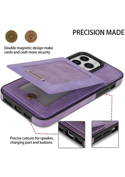 IPhone 14 Pro Max Flip Case Kickstand Rfıd Engelleme Güçlü ile Uyumlu (Yurt Dışından)