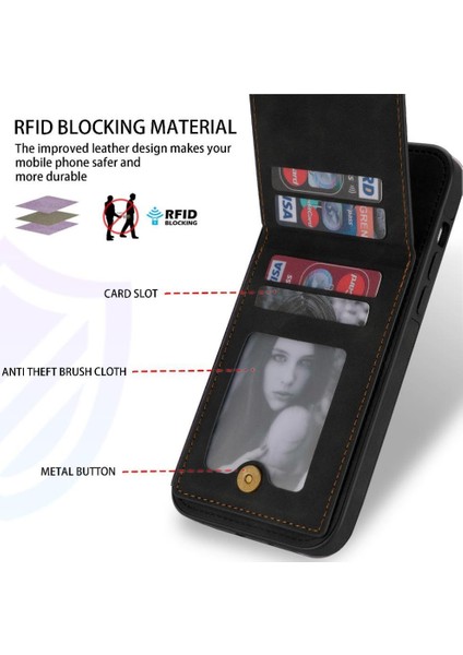 IPhone 14 Plus Flip Case Kickstand Rfıd Engelleme Kapağı ile Uyumlu (Yurt Dışından)