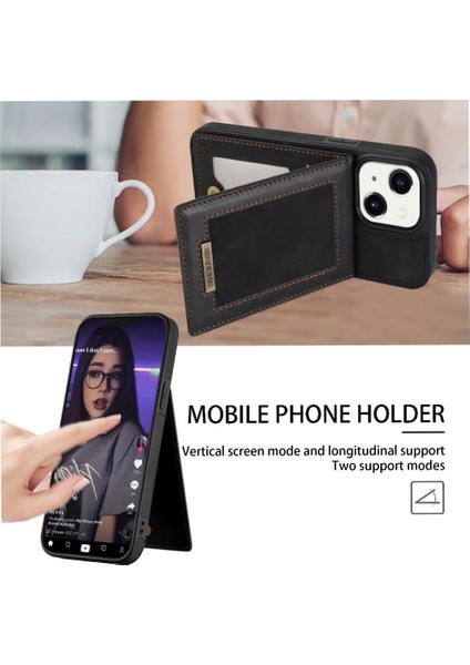 IPhone 14 Plus Flip Case Kickstand Rfıd Engelleme Kapağı ile Uyumlu (Yurt Dışından)