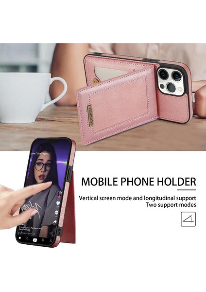 IPhone 13 Pro Max Flip Case Rfıd Engelleme Kickstand Kartı ile Uyumlu (Yurt Dışından)