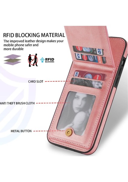 IPhone 13 Pro Max Flip Case Rfıd Engelleme Kickstand Kartı ile Uyumlu (Yurt Dışından)
