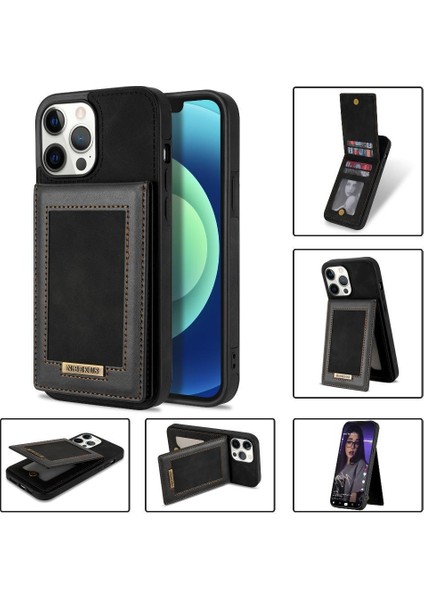 IPhone 13 Pro Max Flip Case Rfıd Engelleme Kickstand Kartı ile Uyumlu (Yurt Dışından)