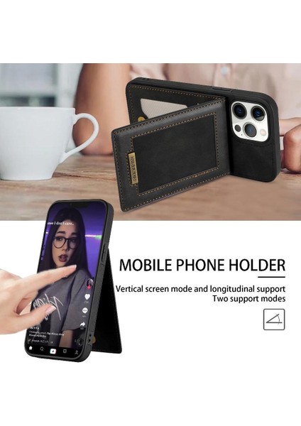 IPhone 13 Pro Max Flip Case Rfıd Engelleme Kickstand Kartı ile Uyumlu (Yurt Dışından) fırsatları