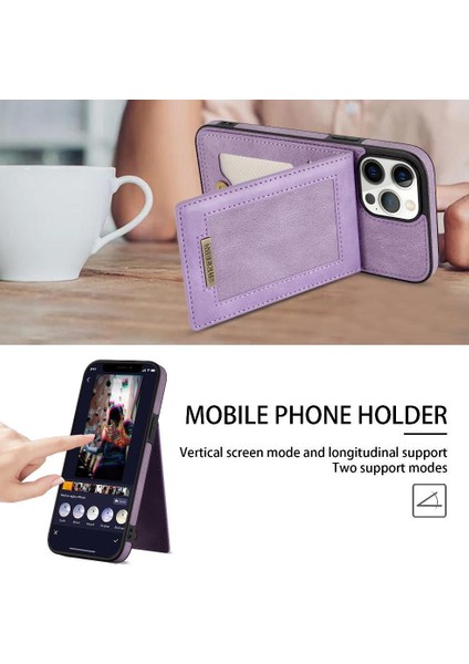 IPhone 13 Pro Max Flip Case Rfıd Engelleme Kickstand Kartı ile Uyumlu (Yurt Dışından)